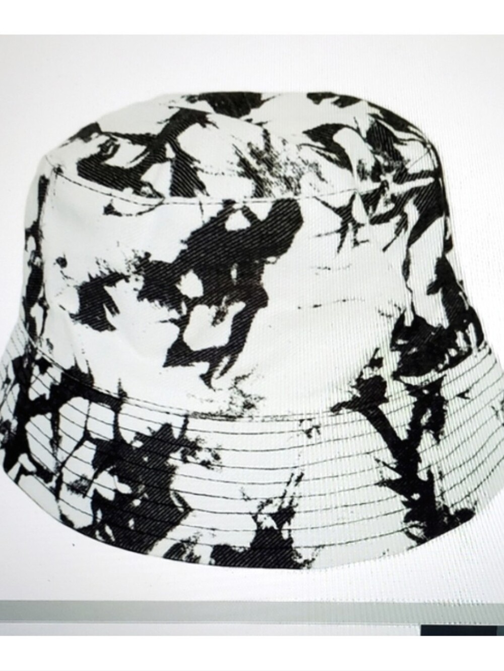 Black Gray and White Abstract Print Bucket Hat